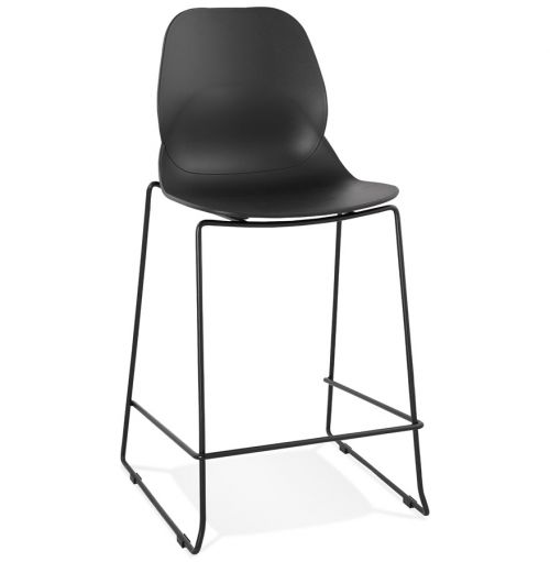 Tabouret snack mi-hauteur 'BERLIN MINI' noir empilable moderne