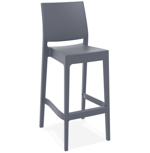 Tabouret de bar 'CLARA' gris foncé intérieur / extérieur empilable