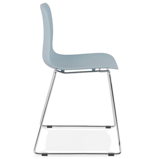 Chaise moderne 'EXPO' bleue avec pieds en métal chromé