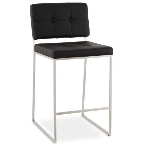 Tabouret snack mi-hauteur 'GASTON' noir capitonné