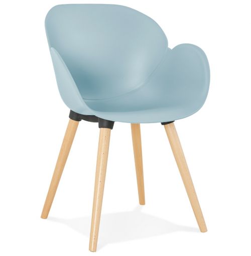 Chaise design scandinave 'PICATA' bleue avec pieds en bois
